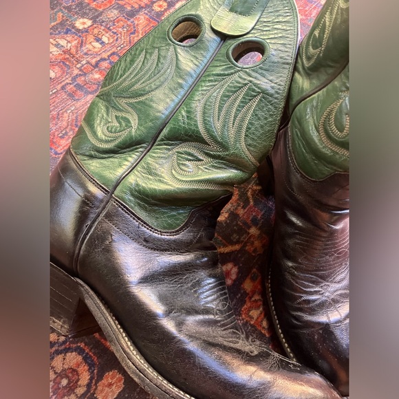 Olathe cowboy boots black/ green M8.5/W10 - Picture 3 of 9
